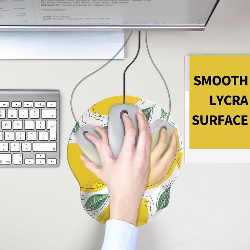 eulps Mouse Pad with Wrist Rest, Comfortable Computer Mousepad with Gel Wrist Support Smooth Surface and Non-Slip PU Base for Pain Relief, Laptop, Office & Home (Lemon) - Image 5